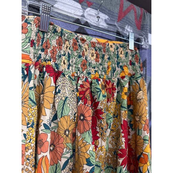Natural Life Small Skirt Garden Nature Cotton Yellow Red Floral - Picture 4 of 5